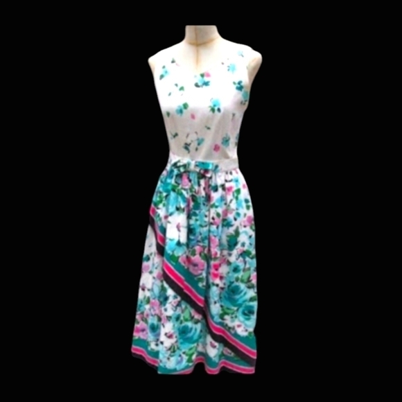 Vintage Dresses & Skirts - New Vtg. Lanz Dress cotton white pastel floral midi Coquette bow detail NWT Sz 6